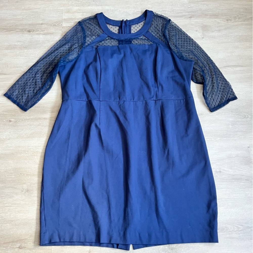 Lane Bryant Sheer sleeve With polka dot dress Blue